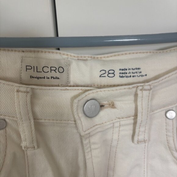 Anthropologie Pilcro Front Seam Off White Relaxed Jeans Size 28 - Picture 2 of 4